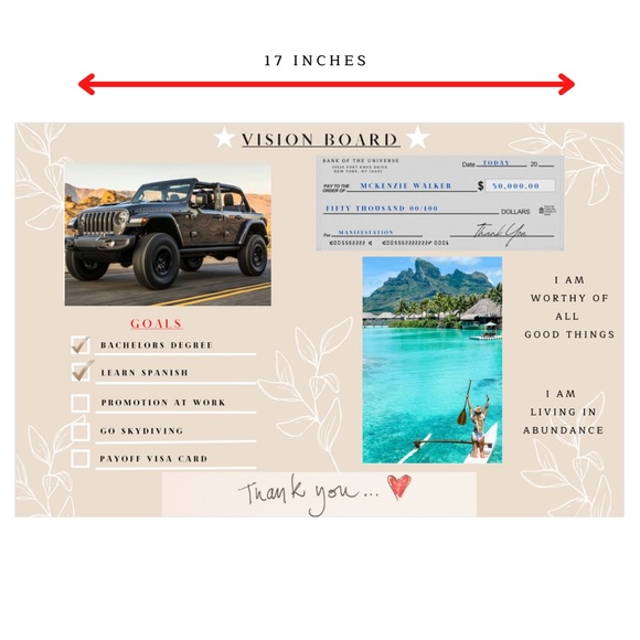 Vision Board Poster - Manifestation Board Dream Board Law of Attraction Beige - Picture 3 of 6
